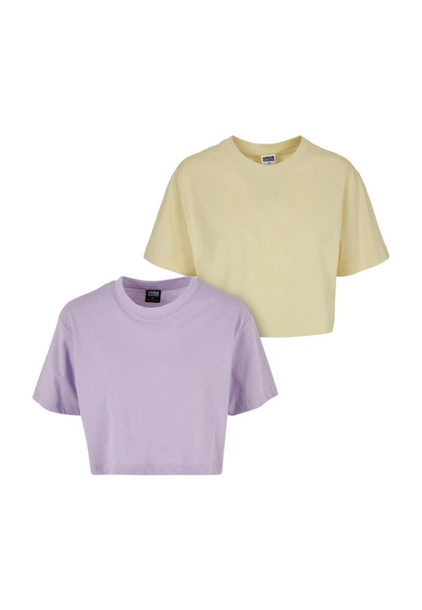 Urban Classics - Krótka Koszulka Damska Oversize (zestaw 2 Sztuk). Kolor: żółty, fioletowy, różowy, wielokolorowy. Długość: krótkie. Sport: turystyka piesza