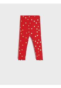 Sinsay - Legginsy - czerwony. Kolor: czerwony. Materiał: prążkowany, materiał