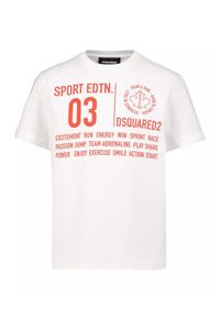 DSQUARED2 KIDS - Biały t-shirt z bawełny 4-16 lat. Okazja: na co dzień. Kolor: biały. Materiał: bawełna. Wzór: nadruk. Sezon: lato. Styl: casual, elegancki, sportowy