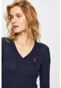 Polo Ralph Lauren - Sweter. Typ kołnierza: polo. Kolor: niebieski. Materiał: bawełna, dzianina. Wzór: gładki #3