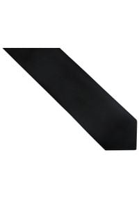 Modini - Czarny gładki krawat z białą poszetką. Kolor: wielokolorowy, czarny, biały. Materiał: mikrofibra, tkanina. Wzór: gładki #1