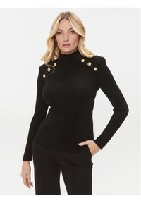 Luisa Spagnoli Sweter Minima 58046 Czarny Slim Fit. Kolor: czarny. Materiał: wełna