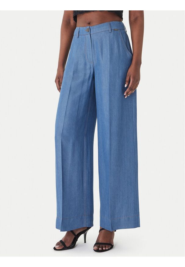 Fracomina Spodnie palazzo FS26SV3005D46901 Niebieski Wide Leg. Kolor: niebieski. Materiał: lyocell