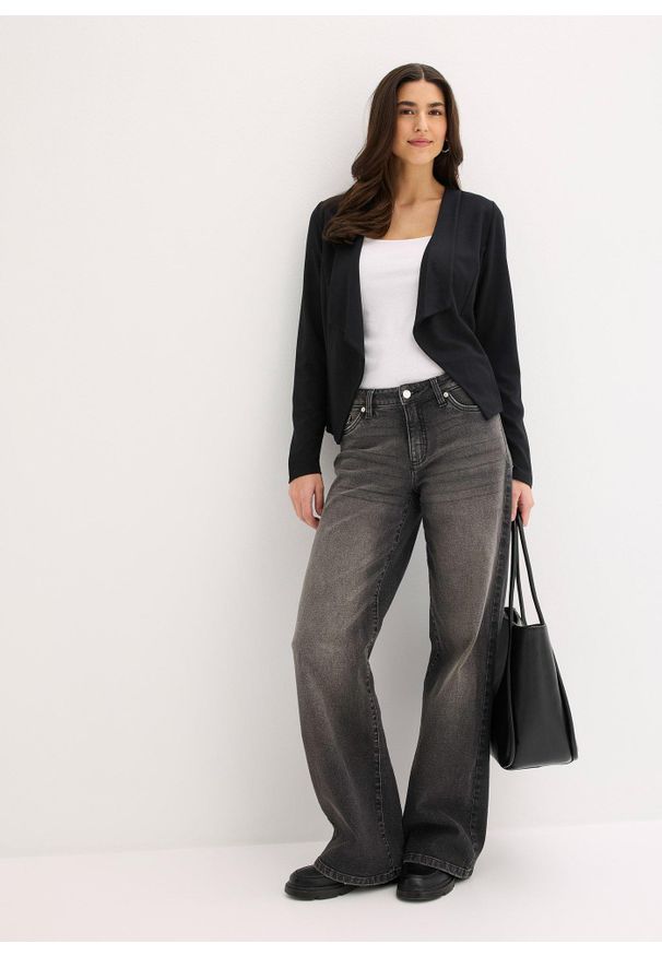 bonprix - Żakiet z dżerseju z mieszanki wiskozy. Kolor: czarny. Materiał: jersey, wiskoza. Długość rękawa: długi rękaw. Długość: długie