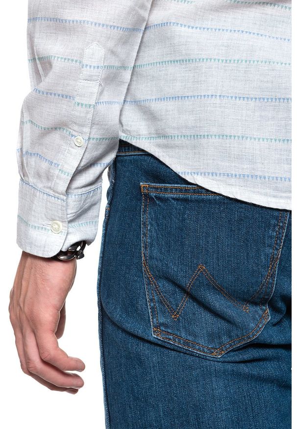 Wrangler - KOSZULA WRANGLER LS 1 PKT SHIRT BEIGE MELANGE W5F11SXA9 112130111. Materiał: materiał. Wzór: kolorowy