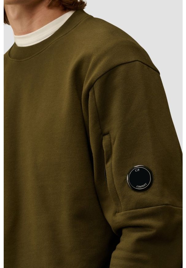C.P. Company - C.P. COMPANY Zielona męska bluza Crew Neck, Rozmiar XXL. Kolor: zielony. Materiał: bawełna