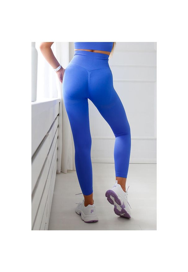 2SkIN - Legginsy bezszwowe push-up Squat. Kolor: niebieski. Materiał: nylon