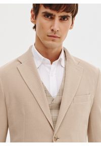 Pako Lorente - PAKO LORENTE – Beżowa marynarka z dzianiny. Kolor: beżowy, niebieski. Materiał: dzianina. Sezon: wiosna #10