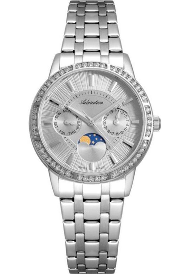 Zegarek Adriatica Zegarek damski Adriatica A3601.5117QFZ CYRKONIE srebrny. Kolor: srebrny