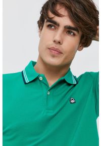 United Colors of Benetton Polo męskie kolor zielony gładki. Okazja: na co dzień. Typ kołnierza: polo. Kolor: zielony. Długość: krótkie. Wzór: gładki. Styl: casual #5