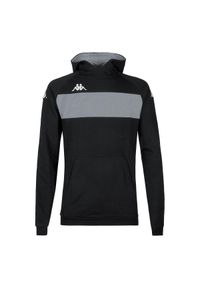 Bluza z kapturem Kappa Daccio. Typ kołnierza: kaptur. Kolor: czarny, szary, wielokolorowy. Materiał: poliester, bawełna. Sport: fitness