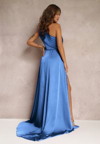 Renee - Niebieska Elegancka Sukienka na Jedno Ramię o Asymetrycznym Fasonie Leylane. Kolor: niebieski. Typ sukienki: asymetryczne. Styl: elegancki. Długość: maxi #4