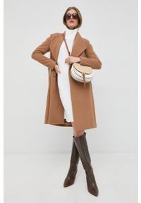 Liu Jo płaszcz z domieszką wełny kolor beżowy przejściowy dwurzędowy. Okazja: na co dzień. Kolor: beżowy. Materiał: wełna. Styl: casual #2