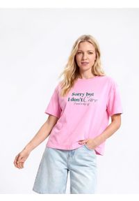 Reserved - T-shirt z nadrukiem - pastelowy róż. Kolor: różowy. Materiał: bawełna. Wzór: nadruk