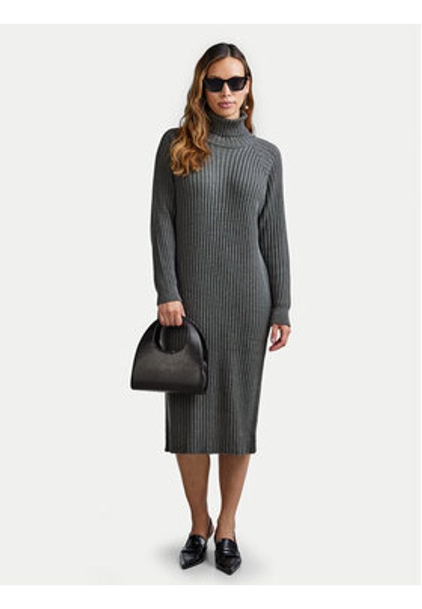 YAS Sukienka dzianinowa Mavi 26028660 Szary Regular Fit. Kolor: szary. Materiał: bawełna, syntetyk