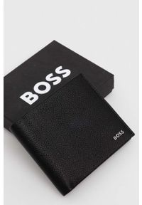 BOSS portfel skórzany męski kolor czarny. Kolor: czarny. Materiał: skóra #4