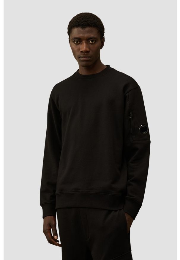 C.P. Company - C.P. COMPANY Czarna męska bluza Crew Neck, Rozmiar XXL. Okazja: na co dzień. Kolor: czarny. Materiał: bawełna. Styl: casual