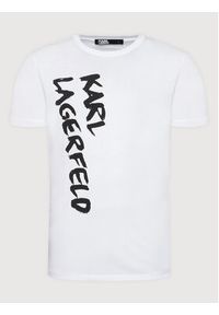 Karl Lagerfeld - KARL LAGERFELD T-Shirt Crewneck 755065 521224 Biały Regular Fit. Typ kołnierza: dekolt w karo. Kolor: biały. Materiał: bawełna