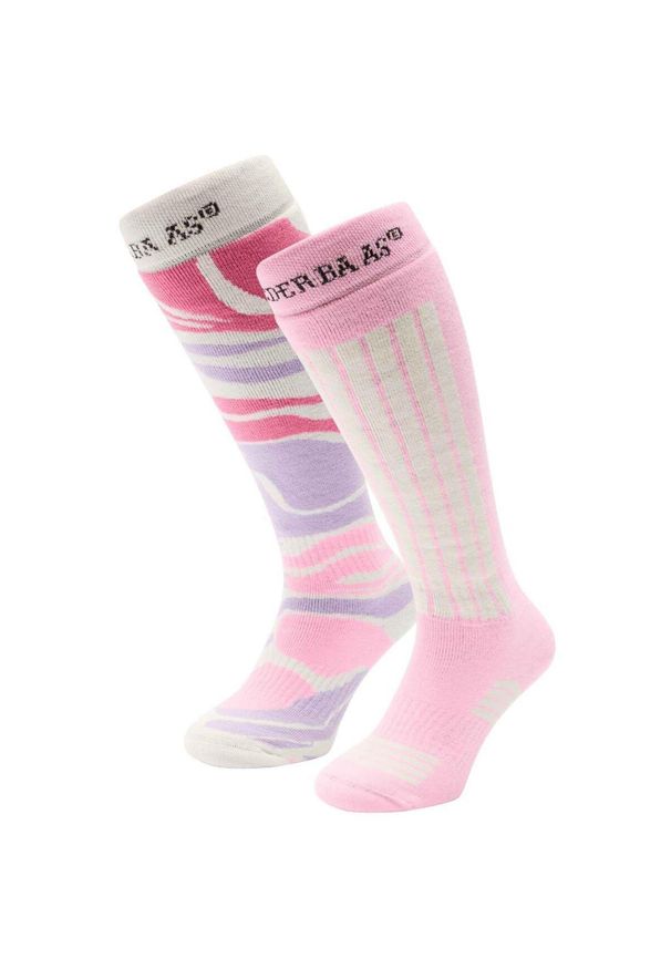 POEDERBAAS - Skarpety narciarskie - Damskie - 2 pary - Pudrowego różu. Kolor: różowy. Materiał: akryl, wełna, poliamid, elastan. Sport: narciarstwo