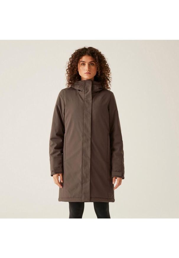 Kurtka puchowa damska Regatta Dallymoore. Kolor: brązowy. Materiał: puch. Sport: turystyka piesza