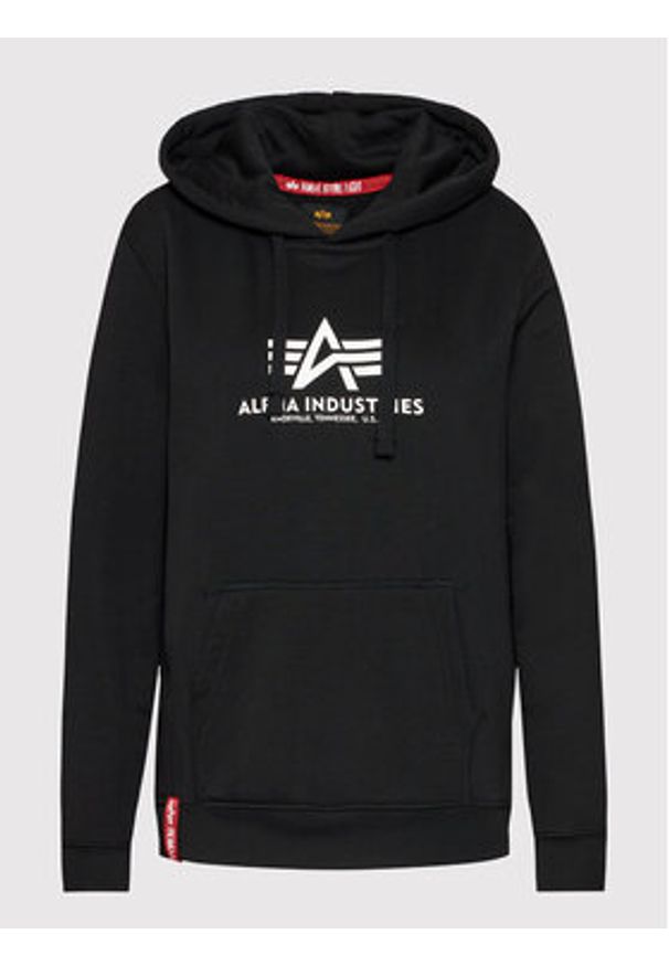 Alpha Industries Bluza New Basic 196032 Czarny Regular Fit. Kolor: czarny. Materiał: bawełna