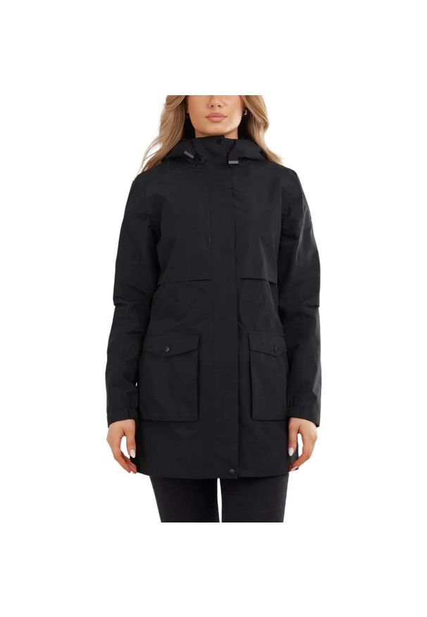 FUNDANGO - Płaszcz przeciwdeszczowy damski Fundango Zhuri Waterproof. Kolor: czarny. Materiał: poliester. Sport: turystyka piesza