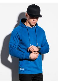 Ombre Clothing - Bluza męska z kapturem B1080 - niebieska - XXL. Typ kołnierza: kaptur. Kolor: niebieski. Materiał: bawełna, poliester #8