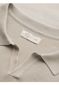 Ombre Clothing - Męska koszulka polo bez guzików z klasycznym splotem – jasnobeżowa V3 - Rozmiar: S. Typ kołnierza: polo. Kolor: beżowy. Materiał: wiskoza, dzianina, materiał, elastan, nylon. Wzór: ze splotem. Styl: klasyczny #7