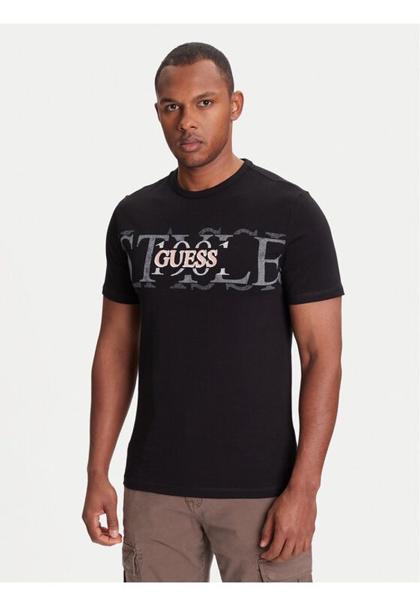 Guess T-Shirt M5YI14 I3Z14 Czarny Regular Fit. Kolor: czarny. Materiał: bawełna
