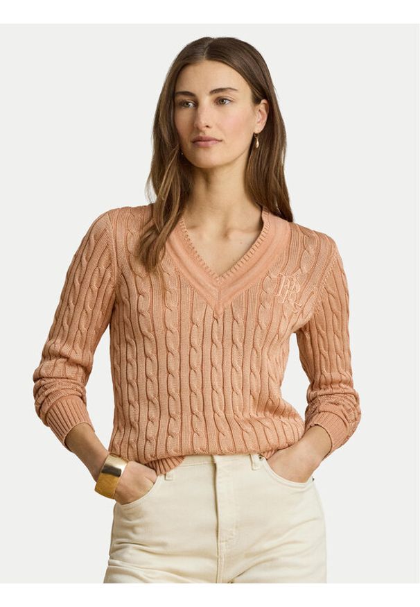 Lauren Ralph Lauren - LAUREN RALPH LAUREN Sweter Meren 200888795012 Różowy Regular Fit. Kolor: różowy. Materiał: wiskoza