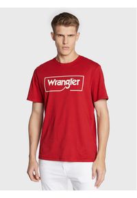 Wrangler T-Shirt Frame Logo W70JD3X47 112320763 Czerwony Regular Fit. Kolor: czerwony. Materiał: bawełna