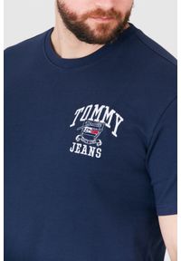 Tommy Jeans - TOMMY JEANS Granatowy t-shirt męski z wyszywanym logo, Rozmiar S. Kolor: niebieski #4
