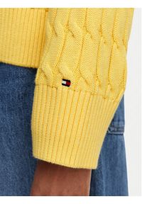 TOMMY HILFIGER - Tommy Hilfiger Kardigan Mid Gg Cable WW0WW50078 Żółty jasny Regular Fit. Kolor: żółty. Materiał: bawełna #2