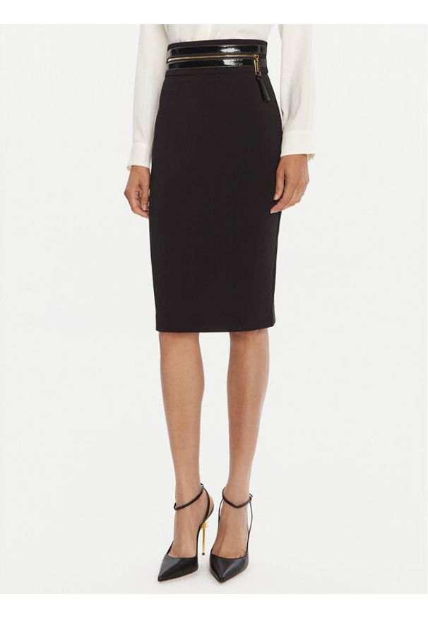 Elisabetta Franchi Spódnica ołówkowa GO-130-56E2 Czarny Regular Fit. Kolor: czarny. Materiał: syntetyk