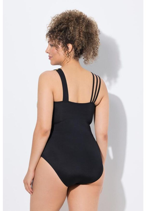 ULLA POPKEN - Damski Strój kąpielowy barok miękkie miseczki potrójne ramiączka. Kolekcja: plus size. Kolor: czarny. Materiał: poliester, poliamid, materiał, elastan