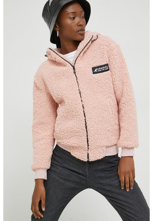 Kangol bluza damska kolor różowy z kapturem gładka. Typ kołnierza: kaptur. Kolor: różowy. Wzór: gładki
