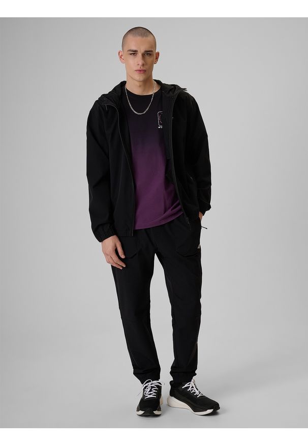 4f - 4F Spodnie casual męskie - czarna L. Okazja: na co dzień. Kolor: czarny. Materiał: tkanina. Styl: casual