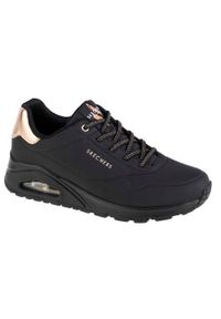 skechers - Buty do chodzenia damskie Skechers Uno Shimmer Away. Kolor: czarny. Materiał: materiał, tkanina, syntetyk, guma. Sport: turystyka piesza