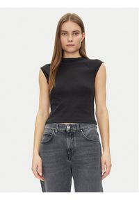 Calvin Klein Top Liquid Touch Top K20K208422 Czarny Slim Fit. Kolor: czarny. Materiał: bawełna