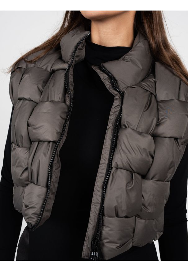 La Haine Inside Us Bezrękawnik "Down Vest Unisex" | LW941 | Kobieta | Szary. Okazja: do pracy, na spacer. Kolor: szary. Materiał: poliamid. Długość rękawa: bez rękawów. Wzór: paski, jednolity. Sezon: lato