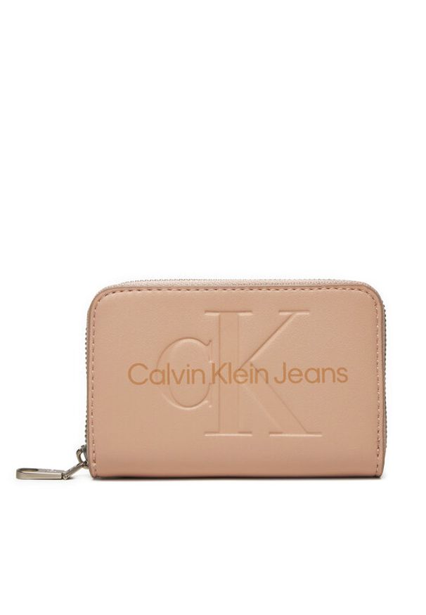 Calvin Klein Jeans Mały Portfel Damski Zip Around Mono K60K612255 Kolorowy. Materiał: skóra. Wzór: kolorowy