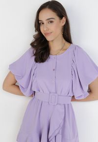 Born2be - Liliowa Sukienka Zelinoe. Kolor: fioletowy. Materiał: materiał. Typ sukienki: koszulowe. Długość: mini #4
