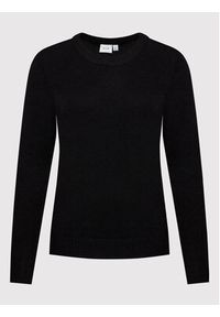 Vila Sweter Ril 14054177 Czarny Regular Fit. Kolor: czarny. Materiał: wiskoza