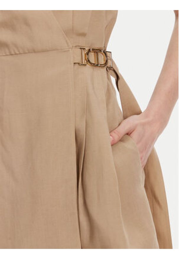 TwinSet - TWINSET Sukienka letnia 251TT2072 Beżowy Loose Fit. Kolor: beżowy. Materiał: lyocell. Sezon: lato