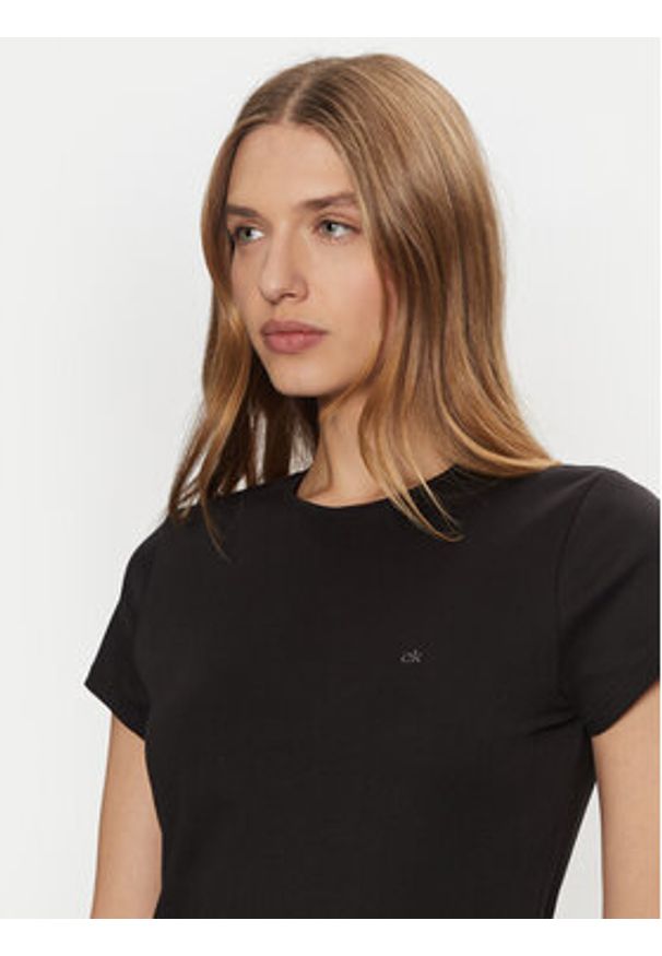 Calvin Klein T-Shirt K20K208049 Czarny Slim Fit. Kolor: czarny. Materiał: bawełna