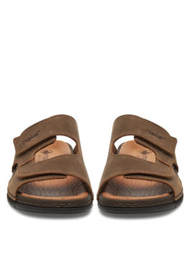 Rieker Klapki 25592-25 Brązowy. Kolor: brązowy. Materiał: skóra, nubuk