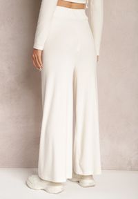 Renee - Jasnobeżowe Spodnie o Fasonie Culotte z Gumką w Talii Chakra. Stan: podwyższony. Kolor: beżowy. Materiał: tkanina, dzianina