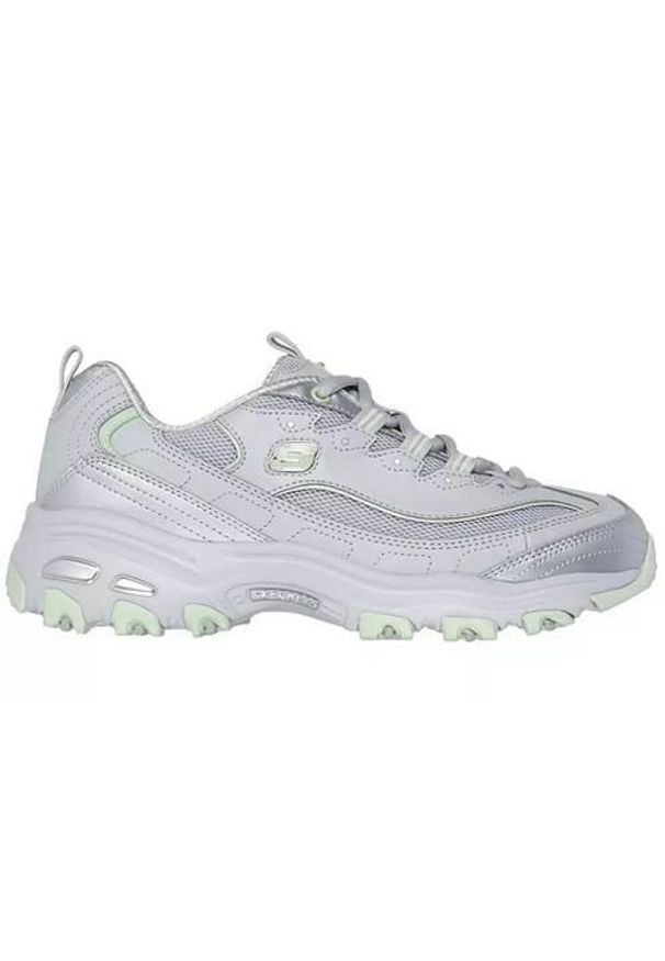 skechers - Buty do chodzenia damskie Skechers D'lites. Kolor: szary. Materiał: materiał, skóra, syntetyk. Szerokość cholewki: normalna. Sport: turystyka piesza