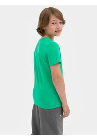4f - T-shirt z nadrukiem chłopięcy. Kolor: zielony. Materiał: bawełna. Wzór: nadruk #2