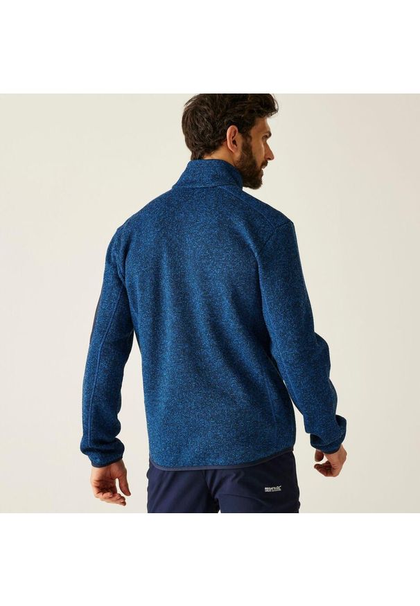 Regatta - Polar męski rozsuwany Newhill. Kolor: niebieski. Materiał: polar. Wzór: melanż. Sport: turystyka piesza